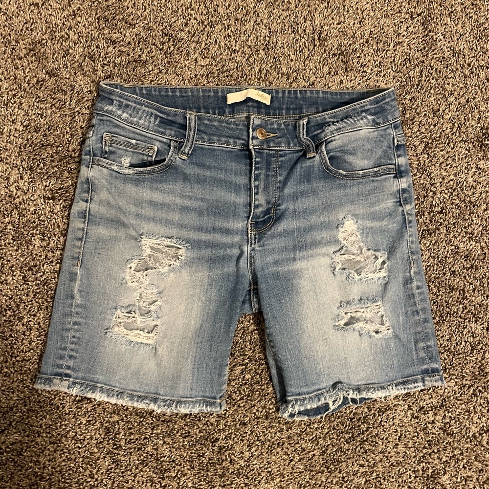 Daytrip Blue Distressed Jean Shorts